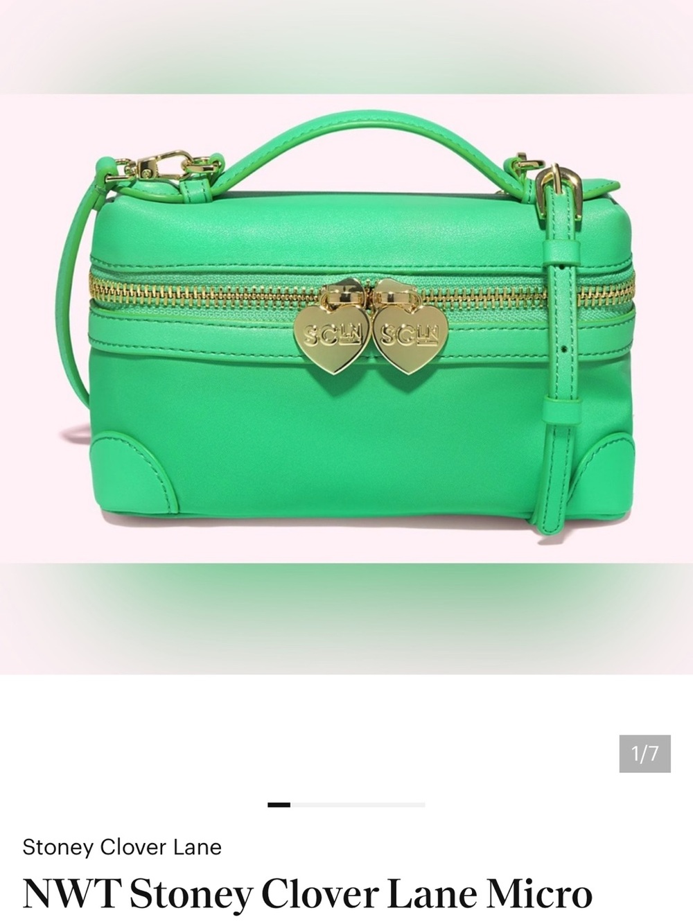 Stoney Clover Lane Neon Green Micro Crossbody with Gold Heart Zippers